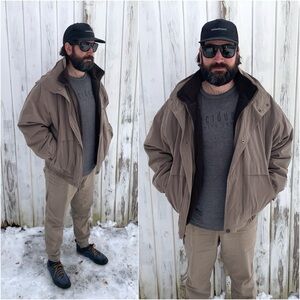 Vintage Oversized Tan Bomber Jacket | Micro Suede Bomber Jacket L/XL